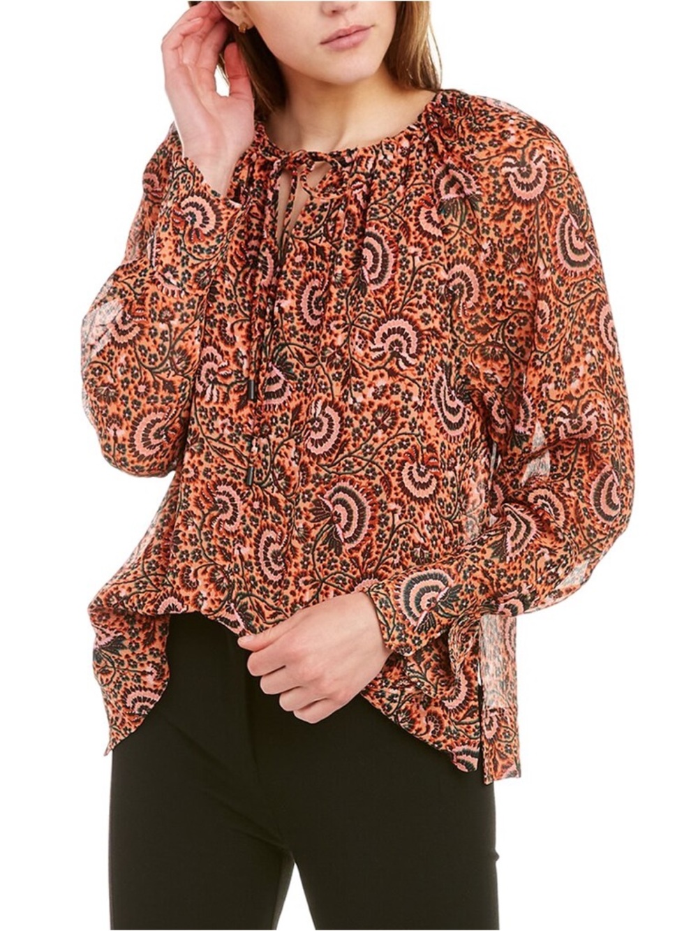 ALC Bryce Silk Printed Long Sleeve Top Women's Size 6